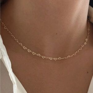Elegant Gold Heart Chain Necklace 16in